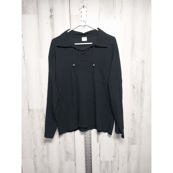 Signature Imports Women's Large Black 100% Cotton Blouse - Picture 1 of 5